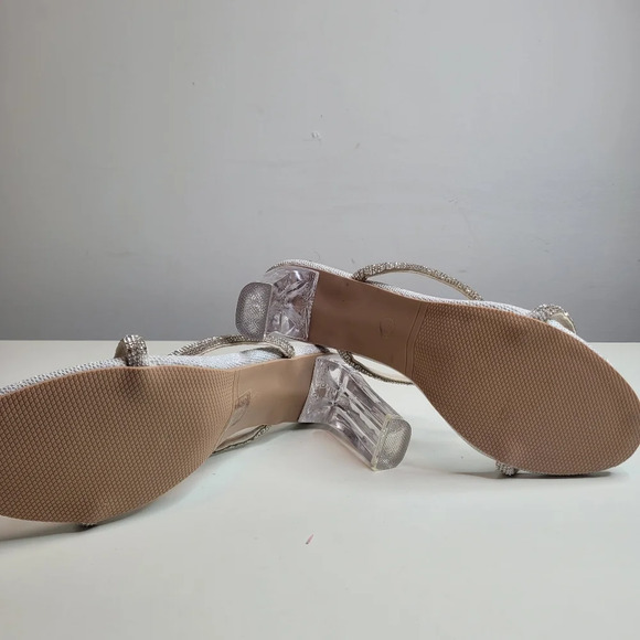 Sexy Rhinestone Transparent Heel Open Toe Square Heels Size Women's 9 NEW w/ Tag - Picture 8 of 9